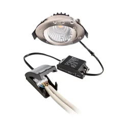 Plafond inbouwlamp Dione, IP44, nikkel, dimbaar tot warm