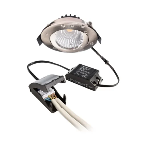 Plafond inbouwlamp Dione, IP44, nikkel, dimbaar tot warm