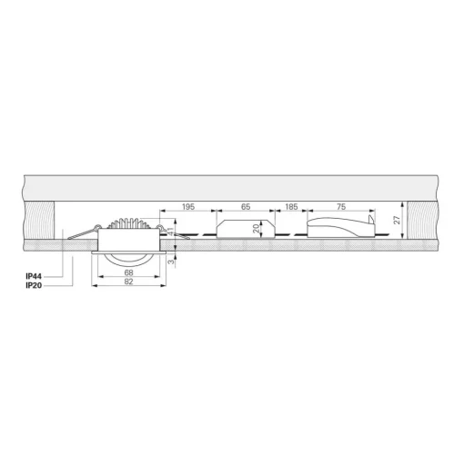 Plafond inbouwlamp Dione, IP44, 2.700 K, zwart, dimbaar