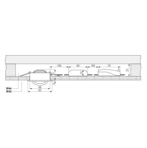 Plafond inbouwlamp Dione, IP44, 4.000 K, zwart, dimbaar