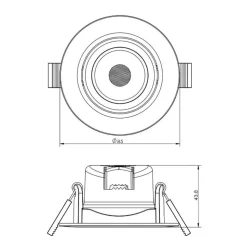 Plafond inbouwlamp SMD-68-230V, 4.000K, Ø8,5cm, zwart