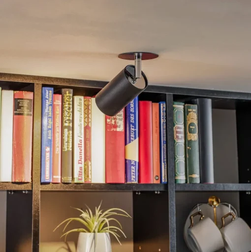 Plafond inbouwspot Eye Fit, 1-lamp, zwart