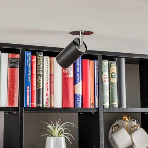 Plafond inbouwspot Eye Fit, 1-lamp, zwart