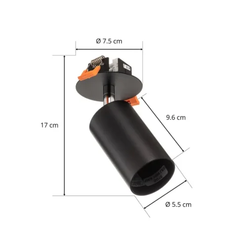Plafond inbouwspot Eye Fit, 1-lamp, zwart