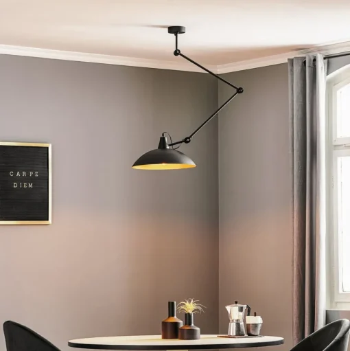 Plafondlamp 808 verstelbaar 1-lamp zwart/goud