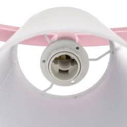 Plafondlamp Alice, roze, drie witte stoffen kappen