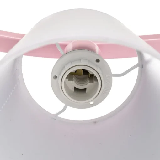 Plafondlamp Alice, roze, drie witte stoffen kappen