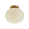 Plafondlamp Alton met glazen kap, messing/opaal