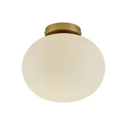 Plafondlamp Alton met glazen kap, messing/opaal