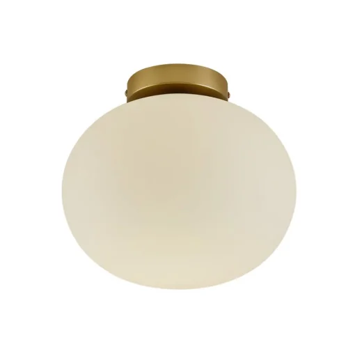 Plafondlamp Alton met glazen kap, messing/opaal