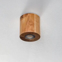 Plafondlamp Ara als cilinder van hout