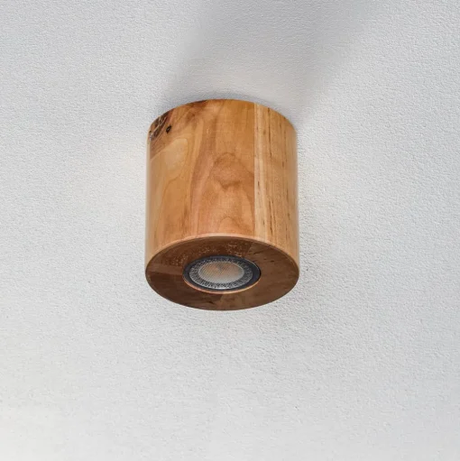 Plafondlamp Ara als cilinder van hout