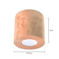Plafondlamp Ara als cilinder van hout