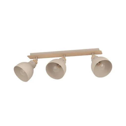 Plafondlamp Arrecife zand/houtoptiek, 3-lamps