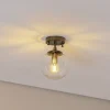 Plafondlamp Atmaca 10215, goudkleurig antiek, glas helder Ø 15cm