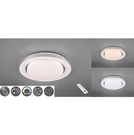 Plafondlamp Atria, Ø 58 cm, wit, kunststof, CCT