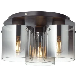 Plafondlamp Beth met rookglas, 3-lamps