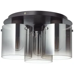 Plafondlamp Beth met rookglas, 3-lamps
