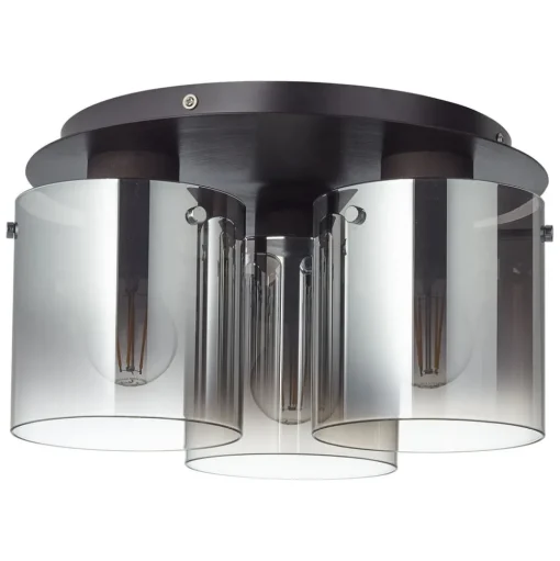 Plafondlamp Beth met rookglas, 3-lamps