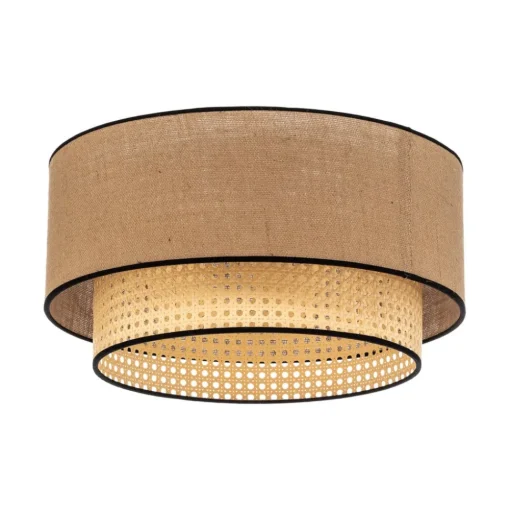 Plafondlamp Boho, rotan, beige/zwart