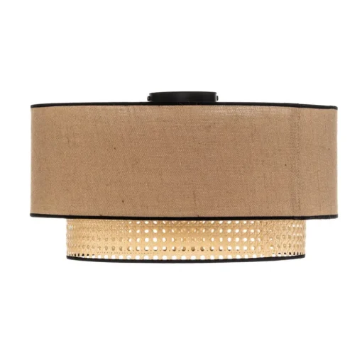 Plafondlamp Boho, rotan, beige/zwart