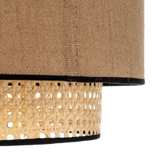 Plafondlamp Boho, rotan, beige/zwart