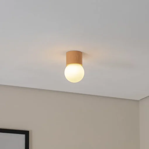 Plafondlamp Boomo, Ø 12 cm, hout