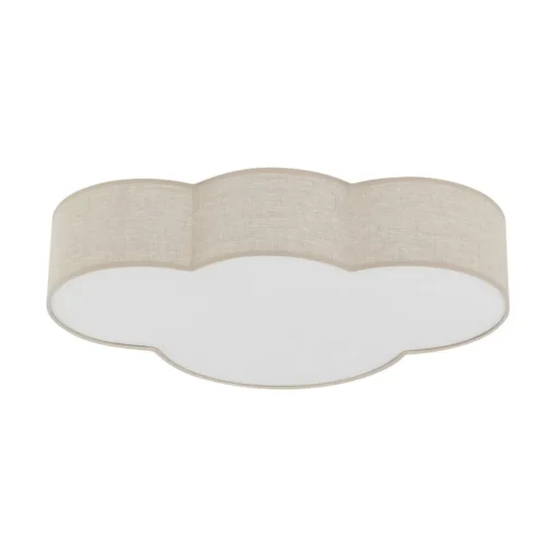 Plafondlamp Cloud, beige, 63 cm lang, textiel, wolk, E27