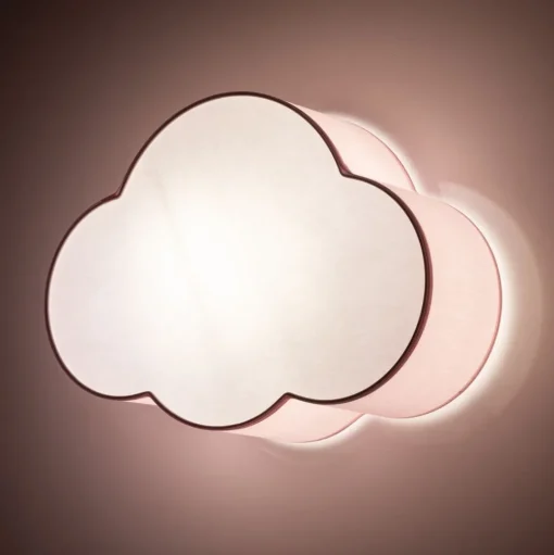 Plafondlamp Cloud, roze, 43 cm lang, textiel, wolk, E27