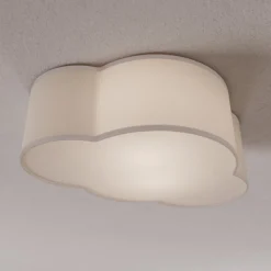 Plafondlamp Cloud van textiel, lengte 41 cm, grijs