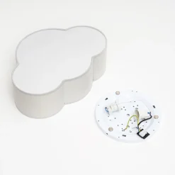 Plafondlamp Cloud van textiel, lengte 41 cm, grijs