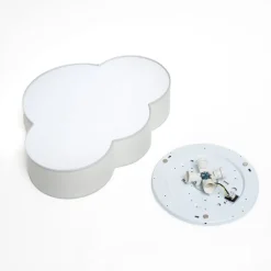 Plafondlamp Cloud van textiel, lengte 62 cm, grijs