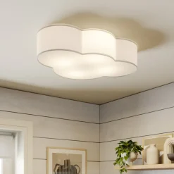 Plafondlamp Cloud, wit, textiel, lengte 62 cm, E27, 4-lamps.