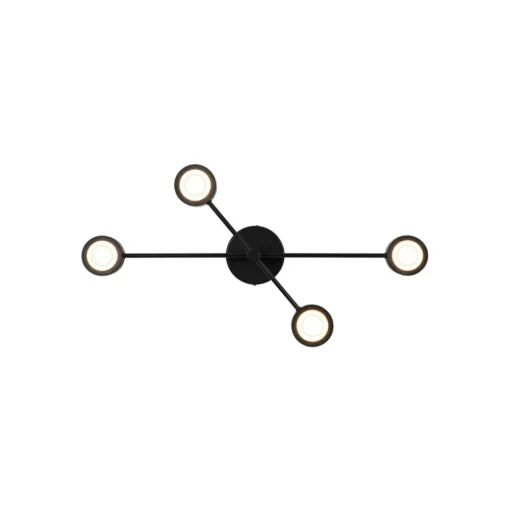 Plafondlamp Clyde Flex, 4-lamps, 2 schragen, zwart