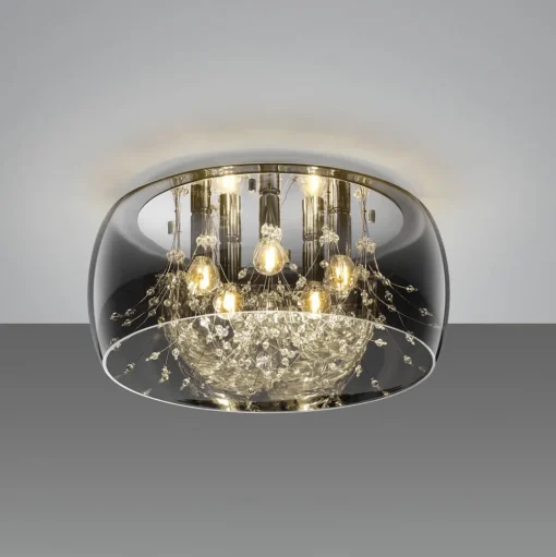 Plafondlamp Crystel van glas, chroom, Ø 50 cm