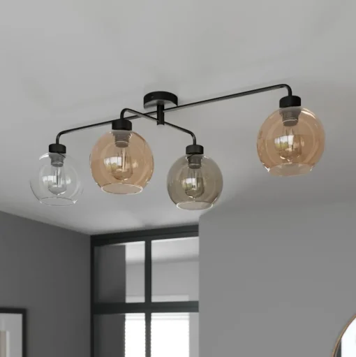 Plafondlamp Cubus 4-lamps helder/amber/grijs