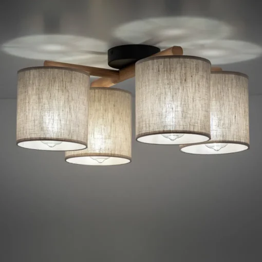 Plafondlamp Deva, 4-lamps, textiel