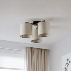 Plafondlamp Deva, textiel, 3-lamps