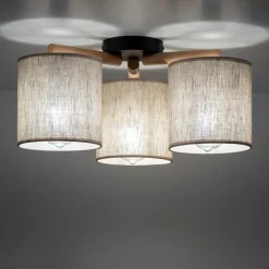 Plafondlamp Deva, textiel, 3-lamps