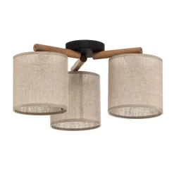 Plafondlamp Deva, textiel, 3-lamps