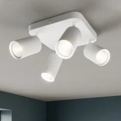Plafondlamp Eye Spot 4-lamps vierkant, wit