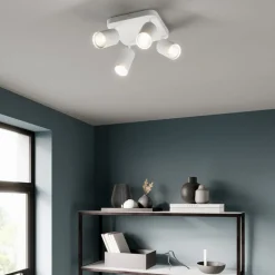 Plafondlamp Eye Spot 4-lamps vierkant, wit