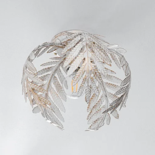 Plafondlamp Felce als varen, ivoor, Ø 25 cm