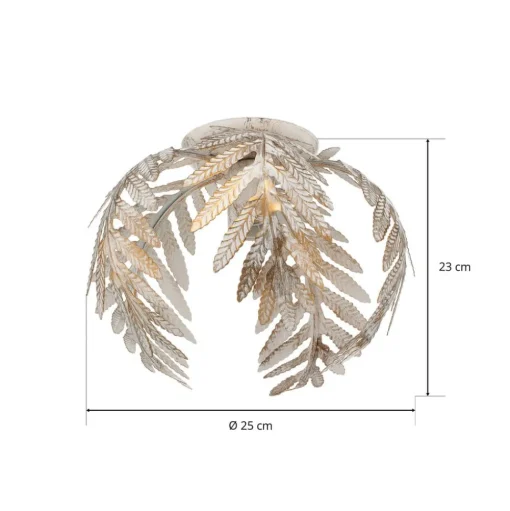 Plafondlamp Felce als varen, ivoor, Ø 25 cm