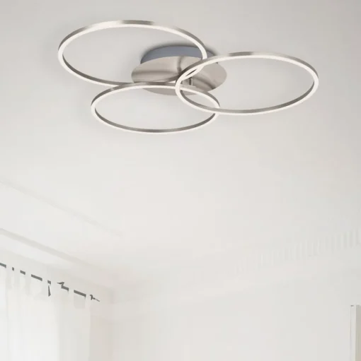 Plafondlamp Frame ring Switch Dim nikkel 3-lamps