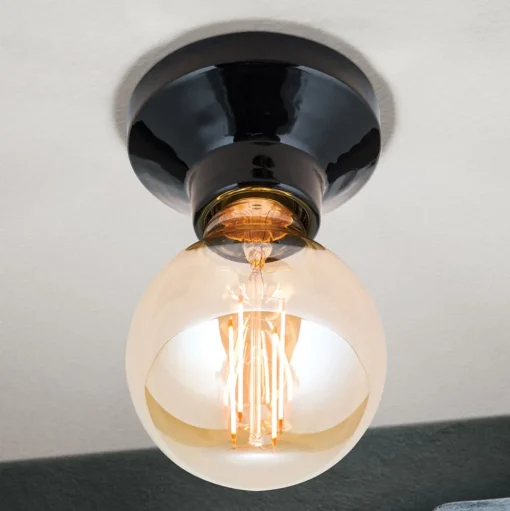 Plafondlamp Frost van keramiek, zwart