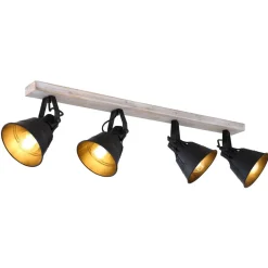 Plafondlamp Günther van metaal, zwart, 4-lamps