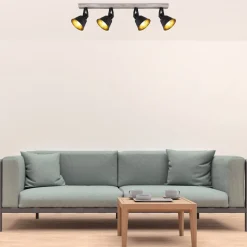 Plafondlamp Günther van metaal, zwart, 4-lamps