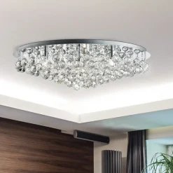 Plafondlamp Hanna chroom kristallen bollen 80 cm
