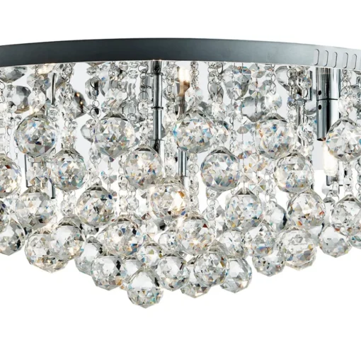 Plafondlamp Hanna chroom kristallen bollen 80 cm